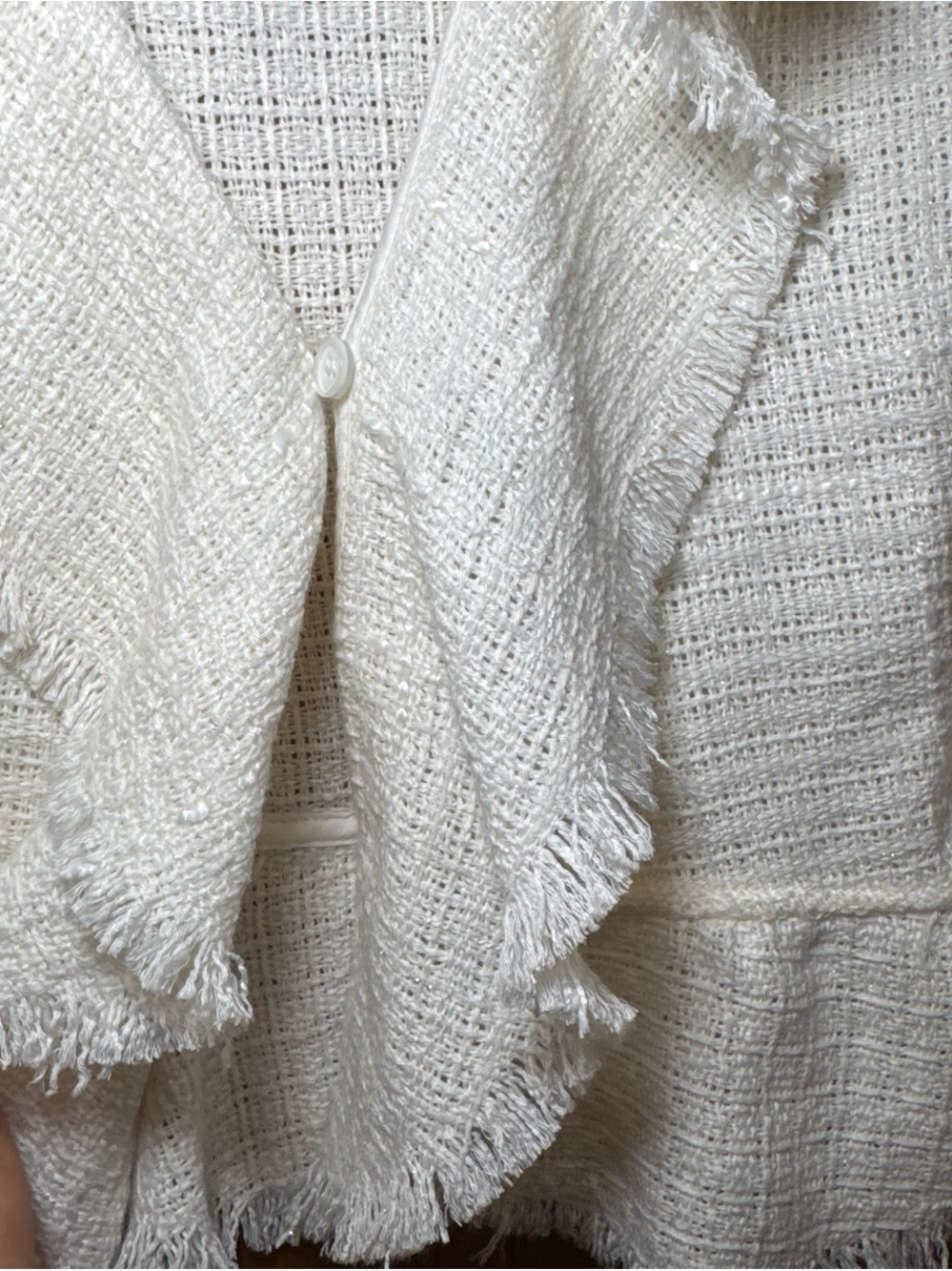 Ivory Ruffled Tweed Jacket - Picture 5 of 6